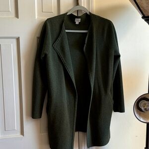 JCrew dark olive cotton cardigan.
